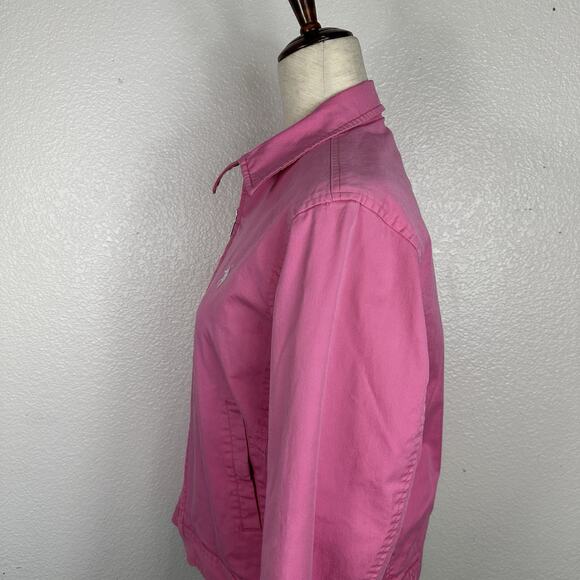 Vintage Ralph Lauren Sport Harrington Jacket Women Medium Pink Zip-Up Twill Pony - Picture 8 of 12